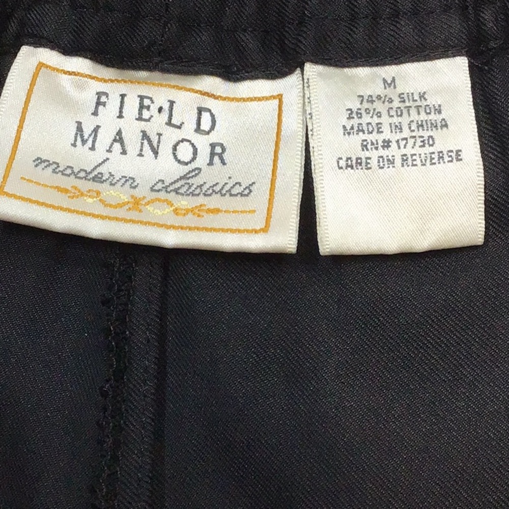 🖤 Field Manor Elegant Black Silk Blend Beaded Hem Pants with Pockets Sz.M - Picture 2 of 10